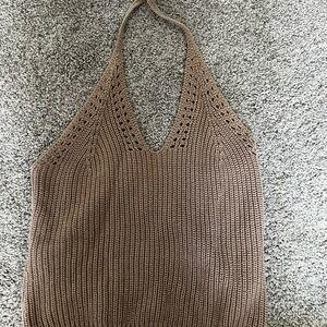 Brown Knit Halter Top